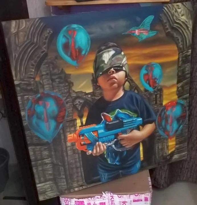 Solo son ni&ntilde;os, Rafael Reyes Rivera - Menci&oacute;n honor&iacute;fica pintura
