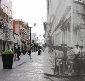 La actual calle Madero de Le&oacute;n. Foto y edici&oacute;n, Cinthia D&iacute;az