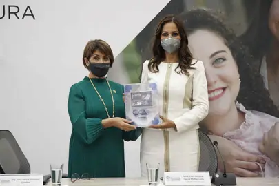 Recibe la Dip. Pdta.  @IrmaLeticiaGlez  el Cuarto Informe de Actividades del Poder Ejecutivo del Estado de Guanajuato, en manos de  @LibiaGarciaML , Secretaria de Gobierno del Estado de Guanajuato.