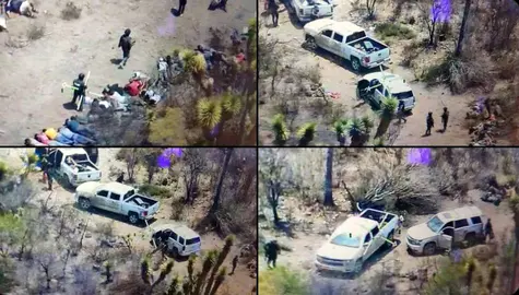 Imagen a&eacute;rea sobre migrantes localizados en San Luis Potos&iacute;