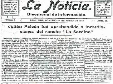 Publicaci&oacute;n que certifica la existencia de Juli&aacute;n Falc&oacute;n - Archivo particular