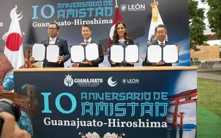 Guanajuato e Hiroshima celebran con escultura 10 A&ntilde;os de amistad