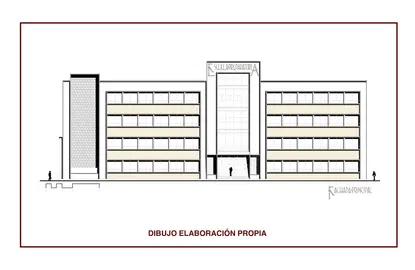Fachada de la Escuela Preparatoria de Le&oacute;n - Dibujo de Miguel &Aacute;ngel Garc&iacute;a G&oacute;mez