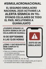 Anuncio del simulacro de alerta s&iacute;smica, 19 de octubre de 2025, a las 12 horas