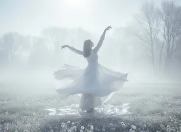 La ma&ntilde;ana blanca y el baile - Imagen IA generada con Adobe Firefly