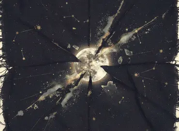 01 He visto una luna pelear en la escena y ser una mancha vieja en el trapo negro de la noche - Imagen IA generada con Adobe Firefly