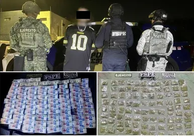 El detenido llevaba 90 bolsas de  marihuana, adem&aacute;s de billetes nacionales y d&oacute;lares.