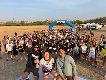 Participantes del 5&deg; Reto Metropolitano durante la jornada deportiva de este domingo en el Parque Ecol&oacute;gico Metropolitano de Le&oacute;n.