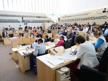 El Pleno del Congreso de Guanajuato durante la aprobaci&oacute;n un&aacute;nime de las reformas que integran el Premio Estatal a la Comunidad Migrante.
