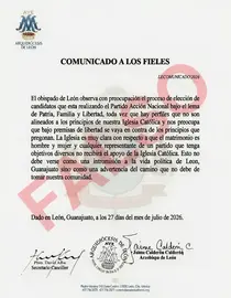 El documento que circula en redes sociales, denunciado como falso por el Arzobispado de Le&oacute;n