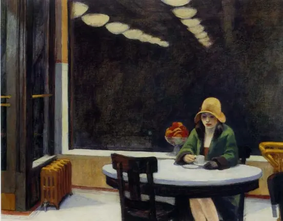 Edward Hooper, mujer tomando caf&eacute;