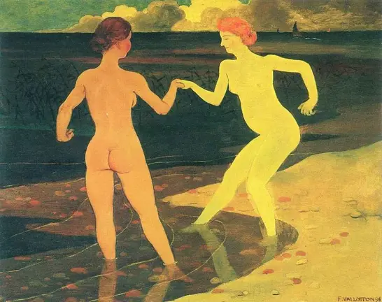 F&eacute;lix Vallotton, Dama y criada ba&ntilde;&aacute;ndose, 1896