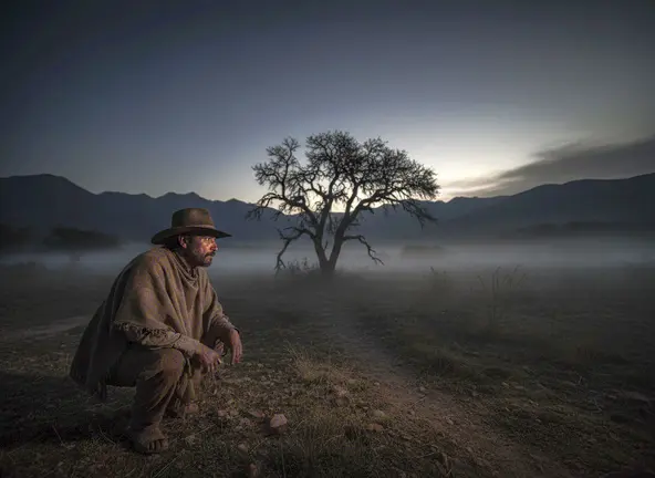 Con su sensible ojo de pr&oacute;fugo Encarnaci&oacute;n Mendoza hab&iacute;a distinguido el perfil de un &aacute;rbol a veinte pasos - IA de Adobe Firefly