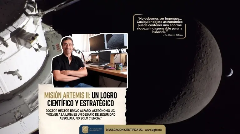El doctor H&eacute;ctor Bravo Alfaro, investigador de la UG, se&ntilde;al&oacute; que la misi&oacute;n Artemis II es el primer paso para establecer una presencia humana sostenible en la Luna y, eventualmente, llegar a Marte.