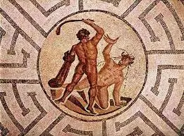 Teseo y el Minotauro en el laberinto de Creta-65