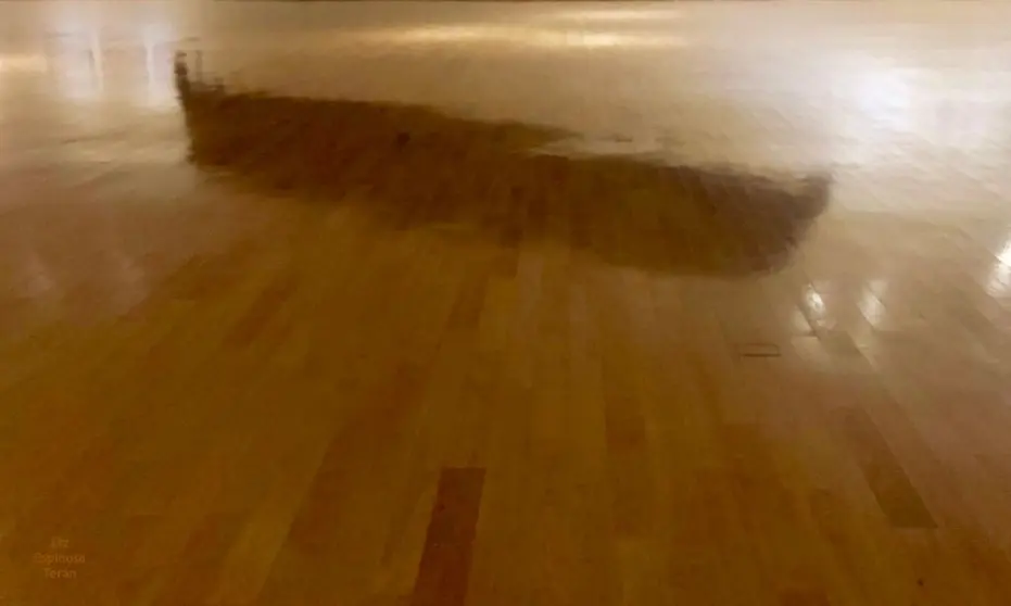 Reflejo en el piso de la obra 'Nave', de Ale de la Puente, Museo de Arte e Historia de Guanajuato - Foto, Liz Espinosa Teran