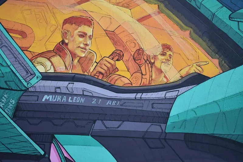 mural leon joven grafiti