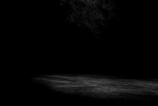 Cement floor and black wall backgrounds, empty room, interior, use for display products.