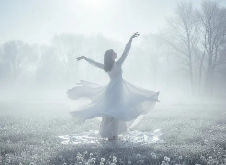 La ma&ntilde;ana blanca y el baile - Imagen IA generada con Adobe Firefly