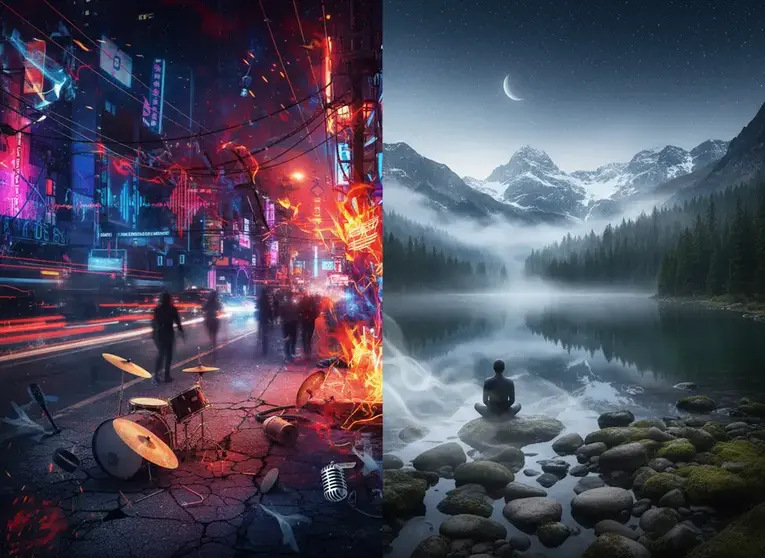 Ruido y silencio - Imagen IA generada con Adobe Firefly