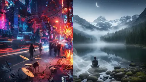 Ruido y silencio - Imagen IA generada con Adobe Firefly
