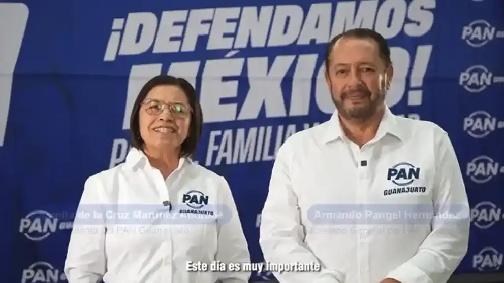 Juana de la Cruz Mart&iacute;nez y Armando Rangel Hern&aacute;ndez, presidenta y secretario general del PAN Guanajuato